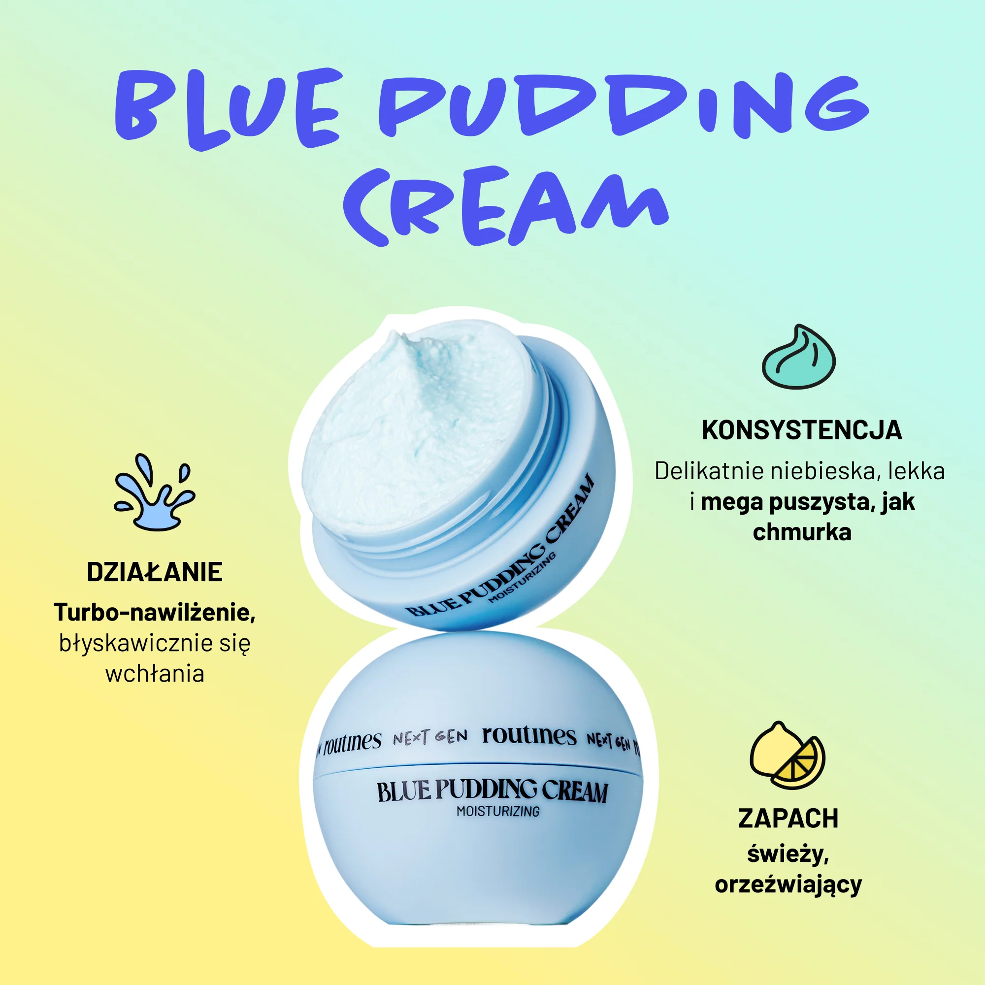 Niebieski pudding-krem nawilżający BLUE PUDDING CREAM - Image 3