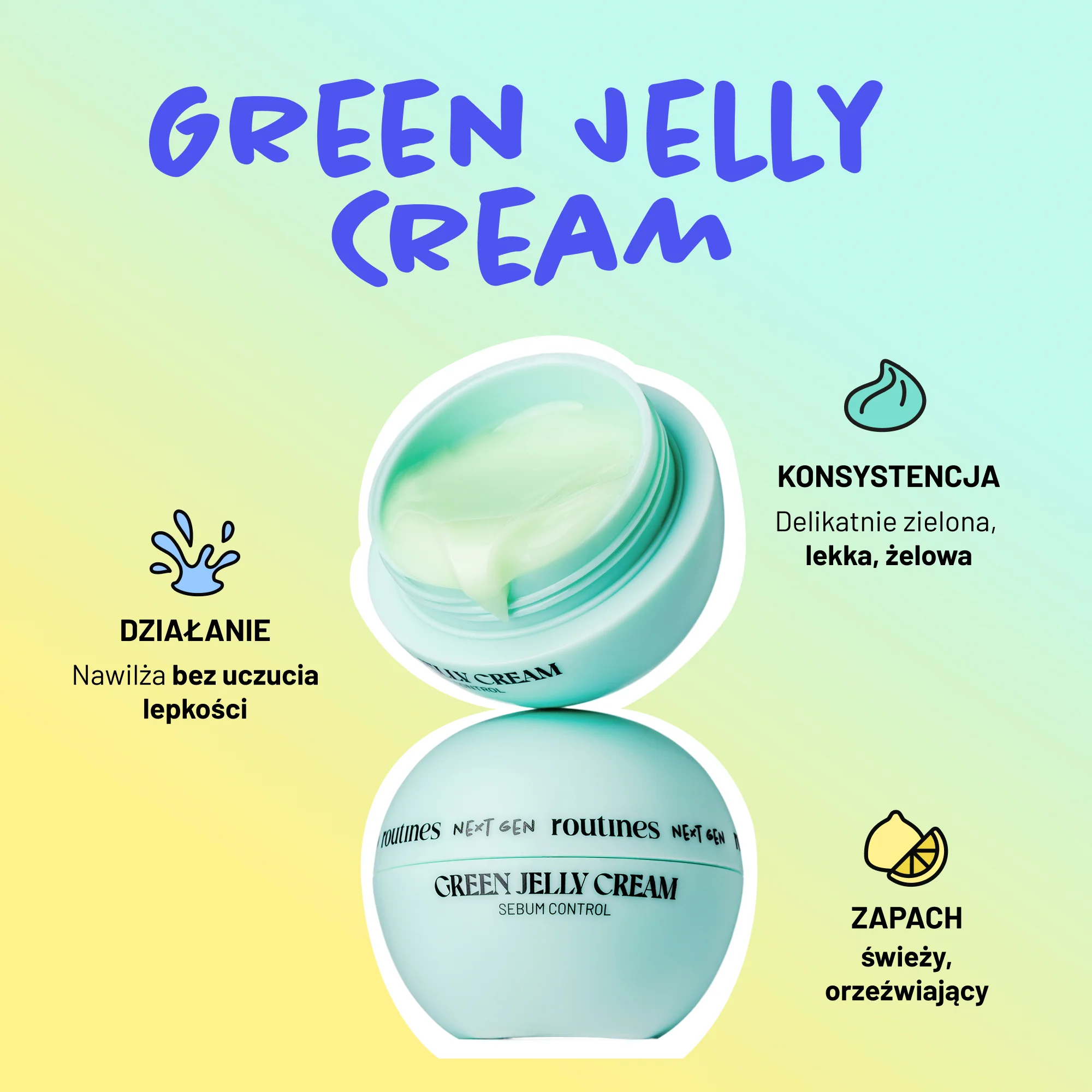 Zielony żel-krem seboregulujący GREEN JELLY CREAM - Image 3